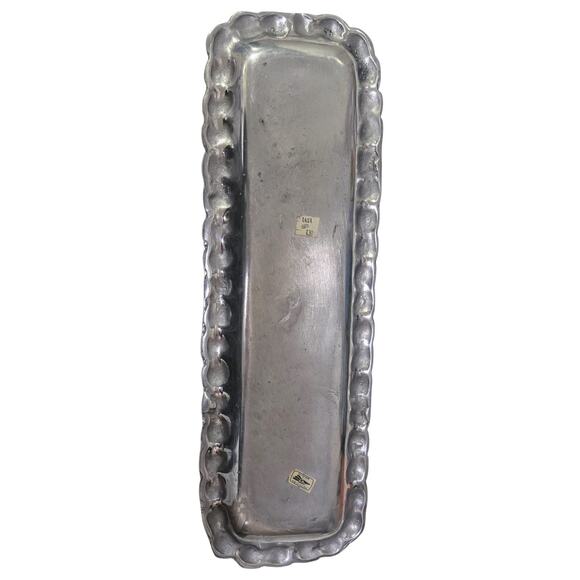Vintage Rectangular Tray 17x6x1 Swirl Design Made in Mexico ?Pewter or ?Sterling - Picture 2 of 5